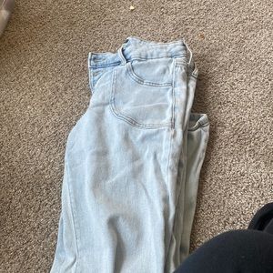 low rise light blue jeans